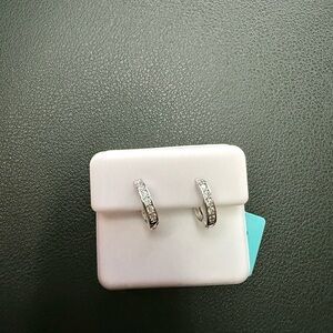 NWT Moissanite and 925 Silver Huggie Hoop Earrings